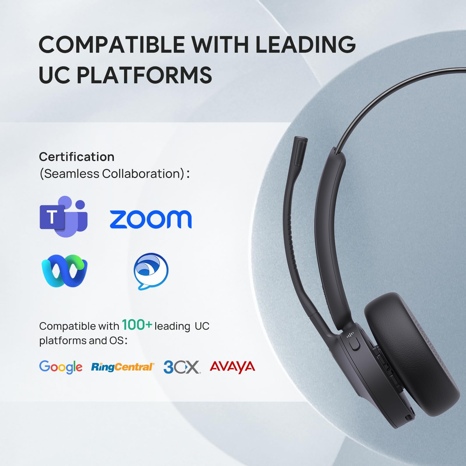 Yealink BH70 Mono Wireless Headset AI Microphone Sound Isolation Teams Zoom
