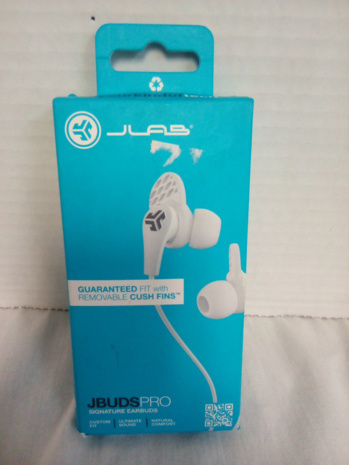 JLab Audio JBUDSPRO Signature Earbuds with Mic & Track Control White/Gray New