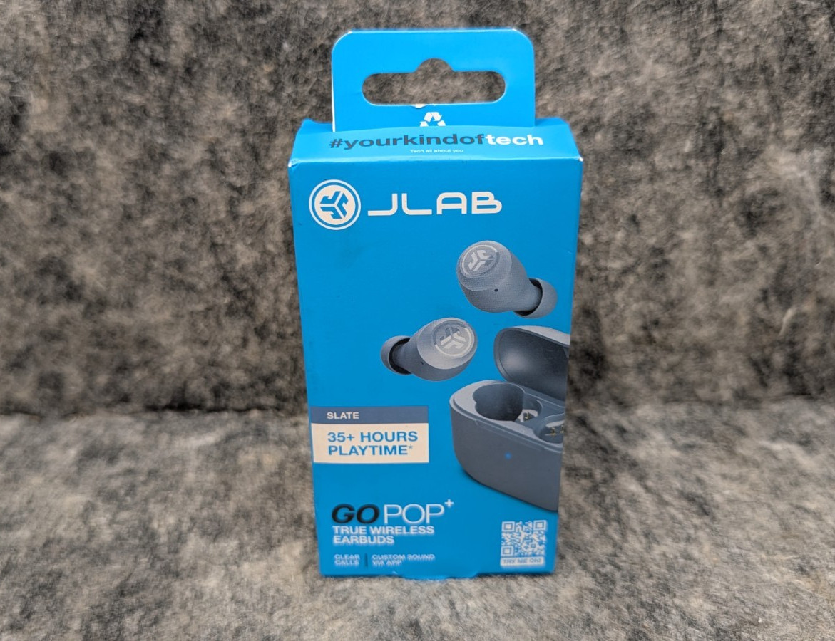 JLab Go Air Pop True Wireless Bluetooth Earbuds + Charging Case, Slate, Dual
