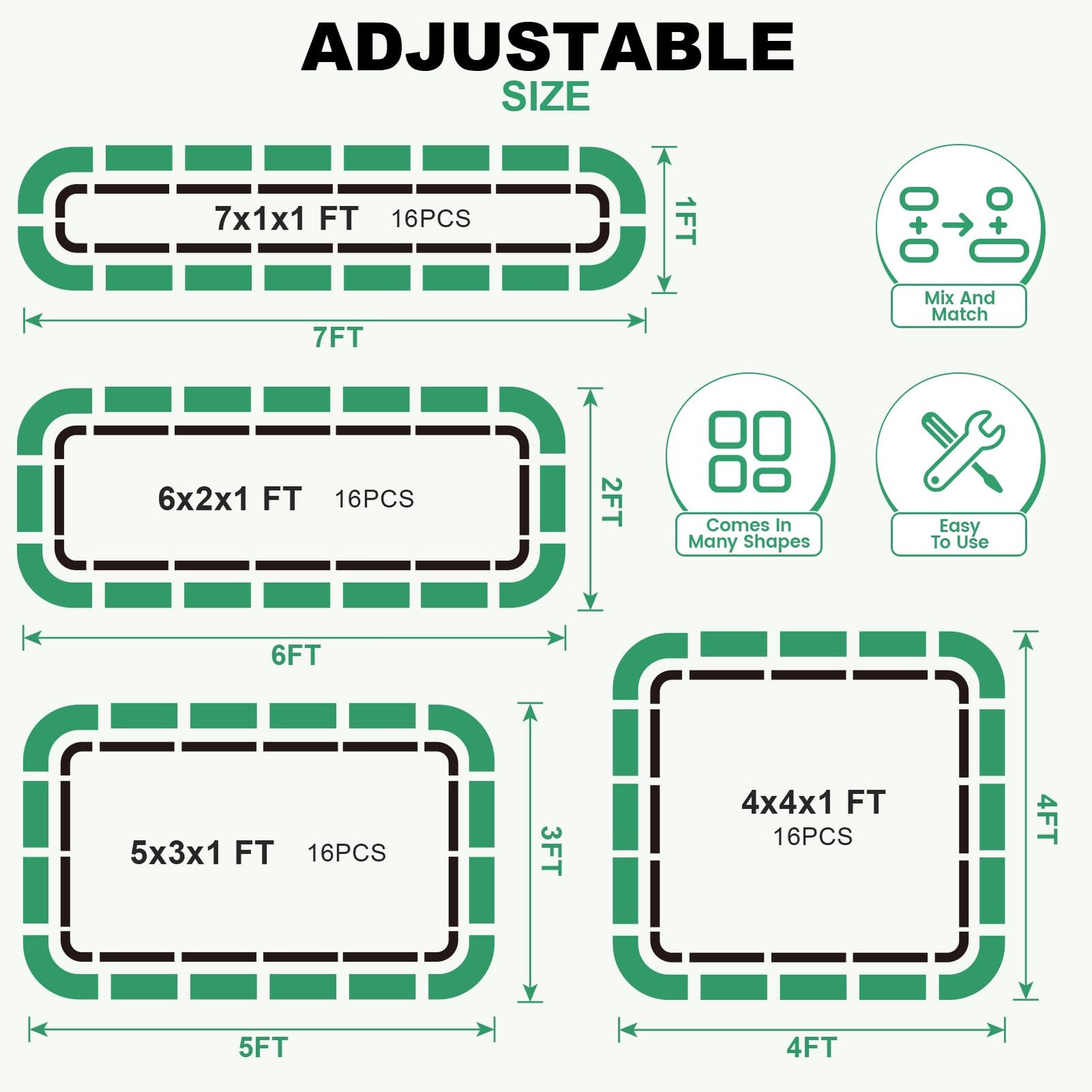 1MORE Raised Garden Bed -5X3X1 Galvanized Planter Box for 1pack-5X3X1, Green