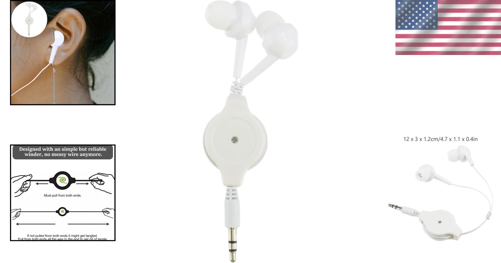 Wired Noise-Cancelling Earphones with Retractable Cable – Perfect for Travel