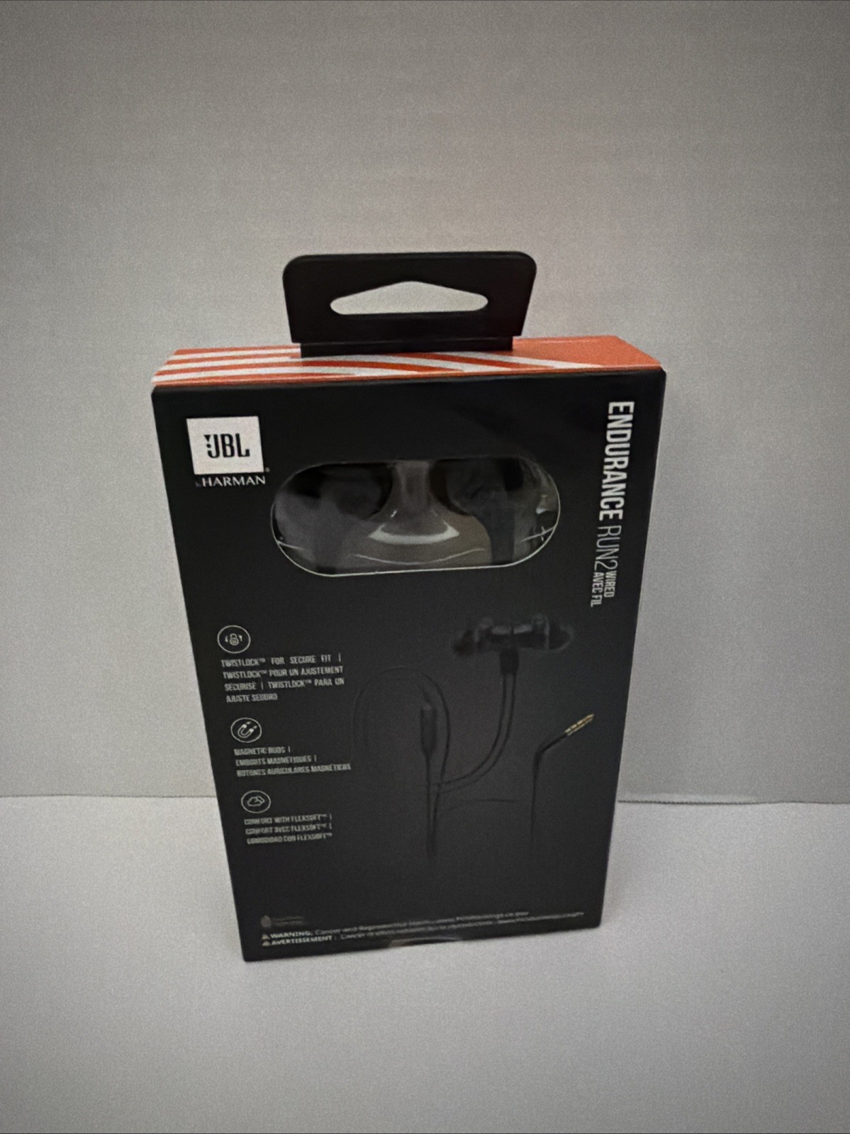 JBL Endurance Run2 Wired EARBUDS WITH FLIPHOOK and Microphone – Black IPX 5.