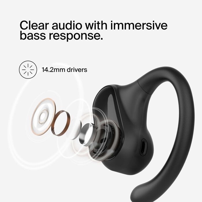 Belkin Open-Ear Earbuds | iPhone Compatible | Secure Ear Hooks for Gym & Running