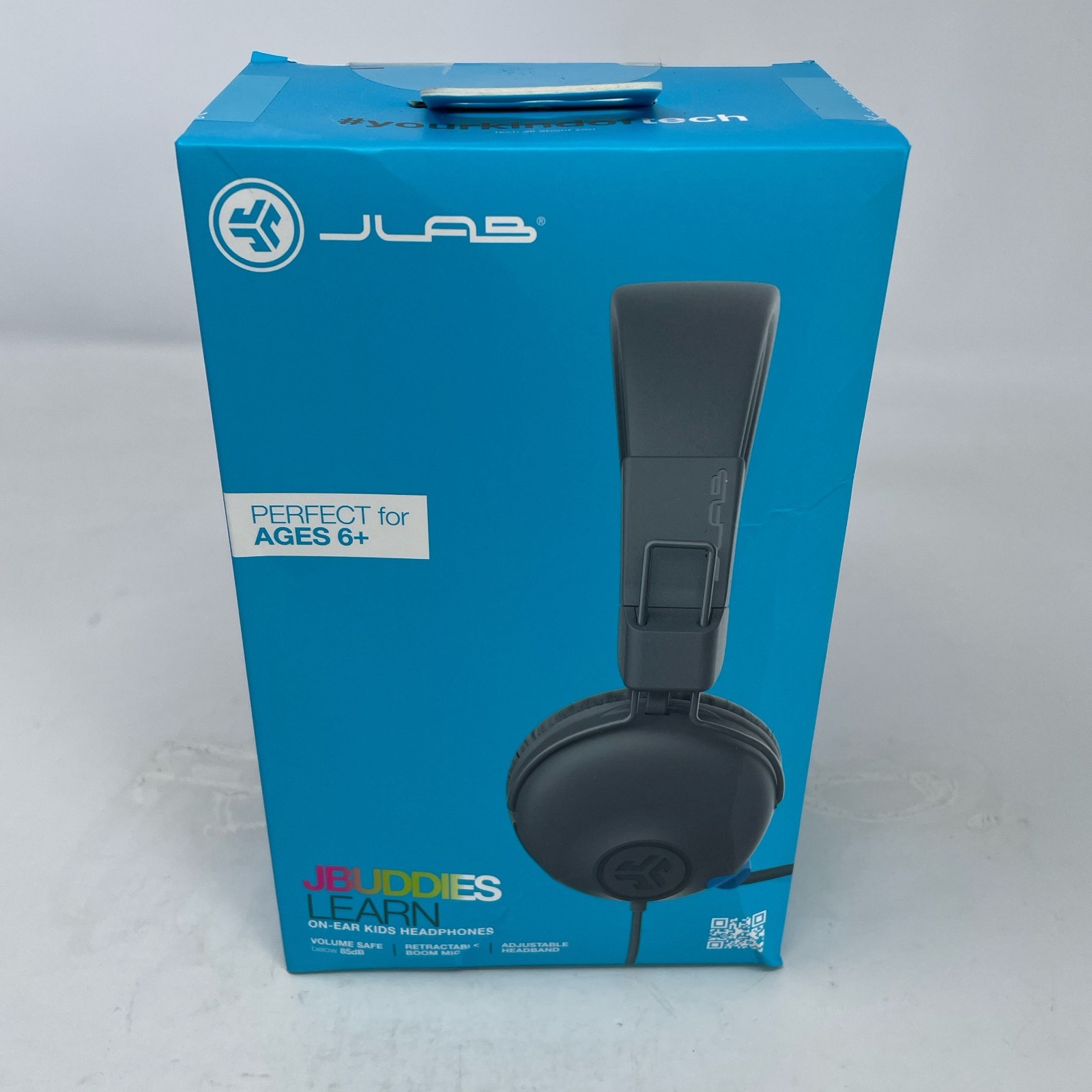 JLab JBuddies Learn Wired Kids Headphones w/ Boom Mic – Gray/Blue