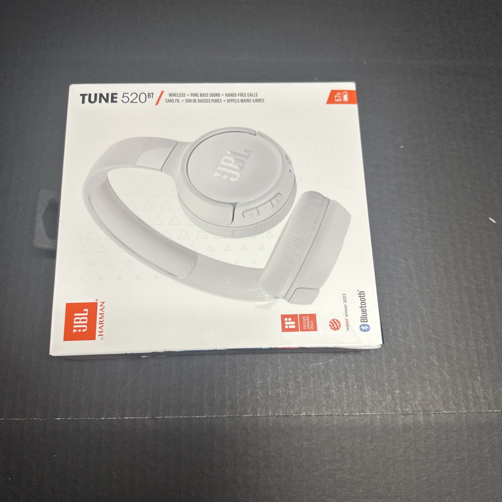 JBL Tune 520BT Wireless Bluetooth Headphones Pure Bass, 57 HR, White B117