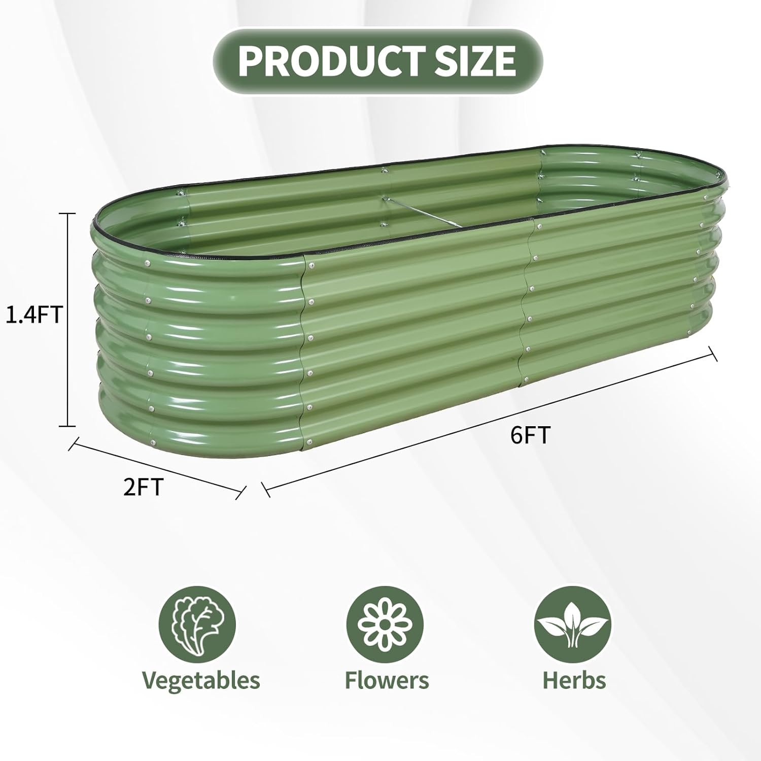 1MORE Galvanized Raised Garden Bed- Planter Garden Boxes Outdoor, Raised Beds fo