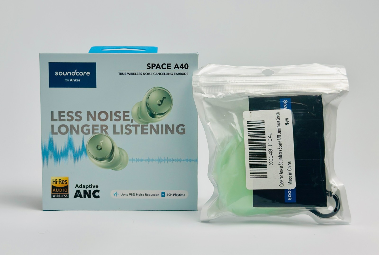 Soundcore Space A40 Wireless Earbuds ANC Hi-Res Audio + Glow Case Bundle New