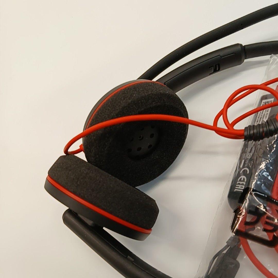 Plantronics Blackwire Stereo Headset Black Red USB Wired Boom Mic On Ear