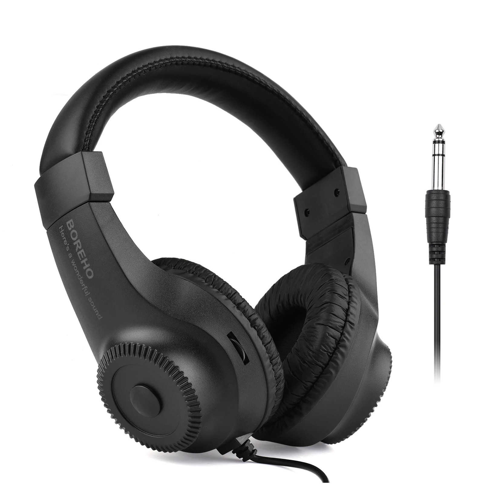 Wired Stereo Monitor Headphones Over-ear Headset with 50mm Driver 6.5mm Plug