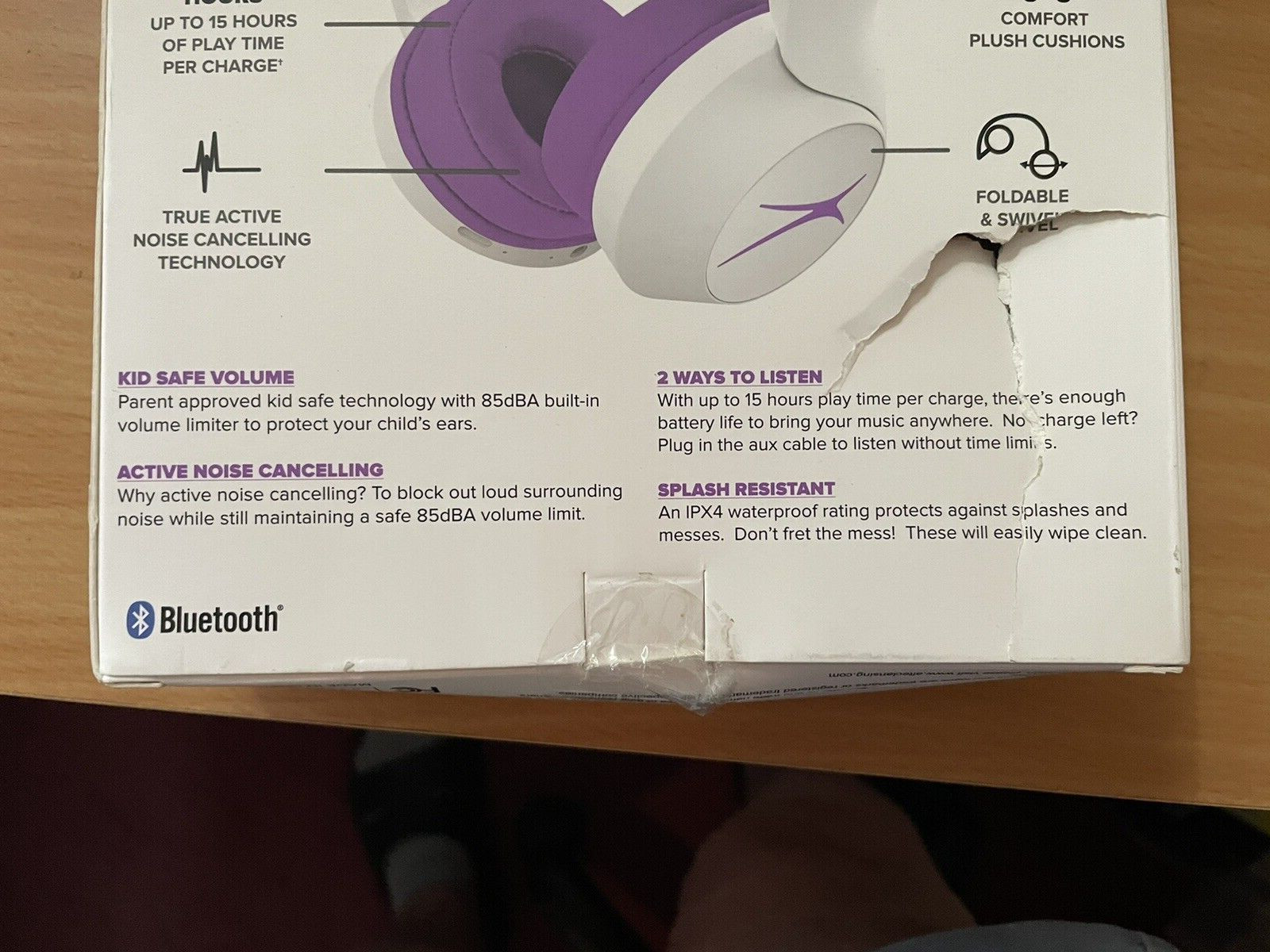 Headphone Altec Lansing 2in1 Active Noise Cancelling Kid Safe White & Purple