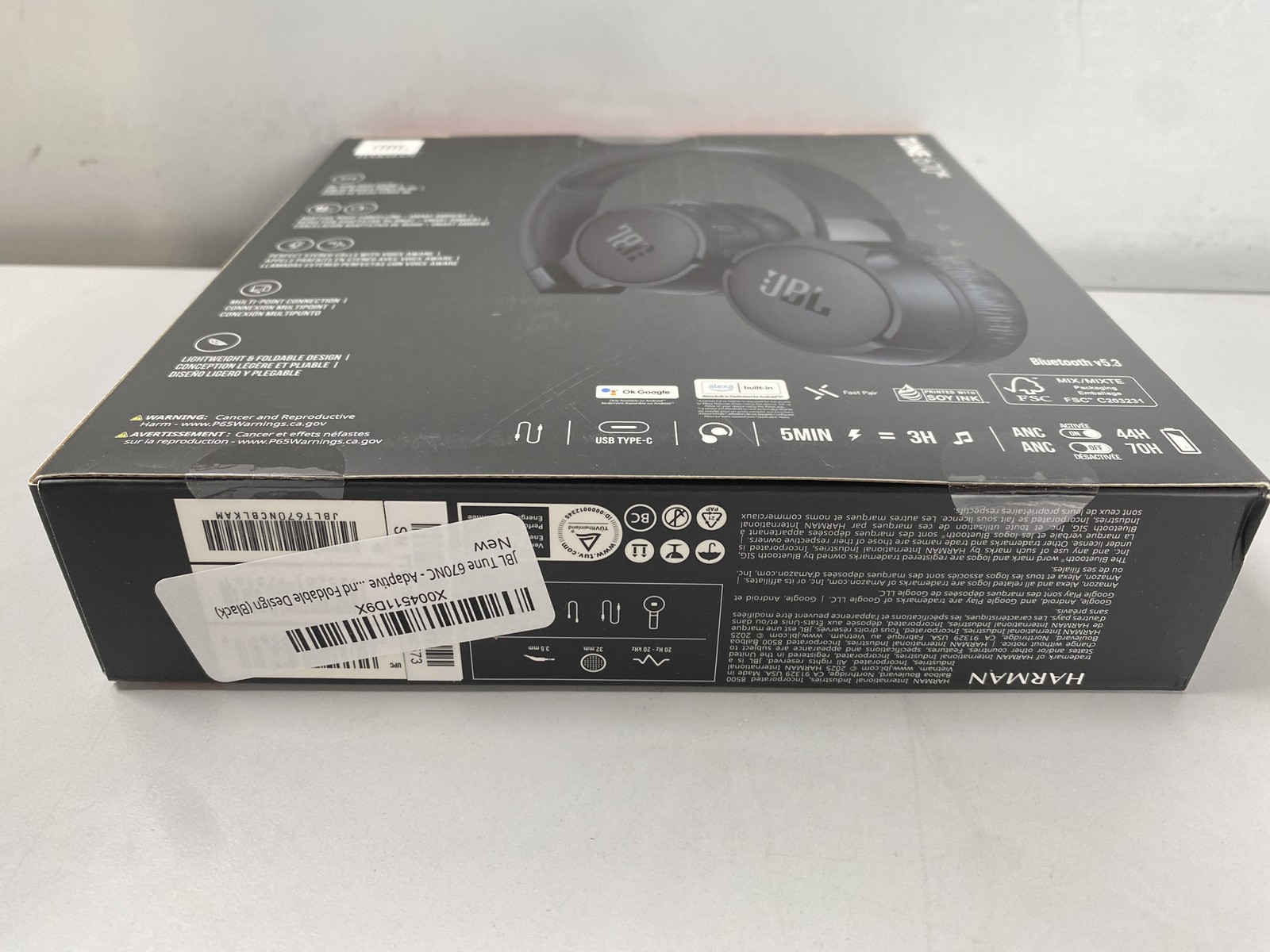 JBL Tune 670NC Adaptive Noise Cancelling Wireless On-Ear Headphone 2024 Black