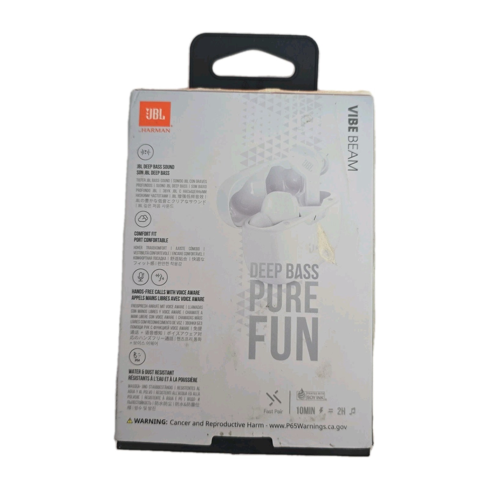 JBL Vibe Beam True Wireless In-Ear Headphones – White (JBLVBEAMWHTAM)