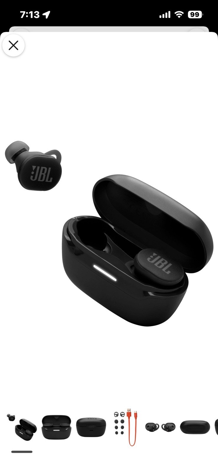 JBL Bluetooth True Wireless Earbuds, Built-In Mic, Charging Case, Black
