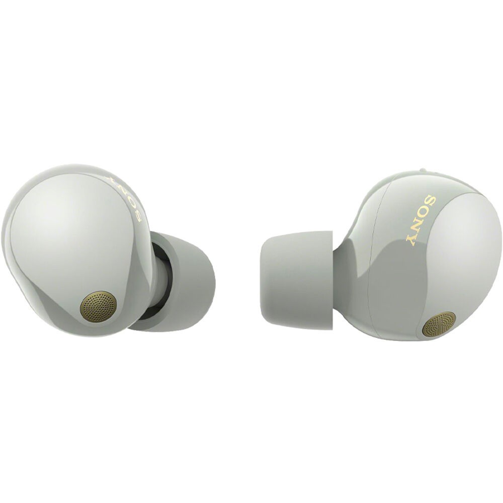 Sony Noise Canceling Truly Wireless Earbuds, Silver + Accessories + Warranty Kit