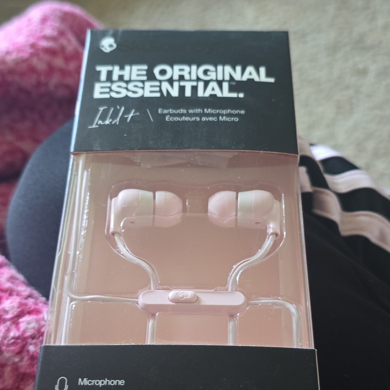 Skullcandy Ink’d+ In-Ear Earbuds, Double Earpieces, Mic, White/Pink