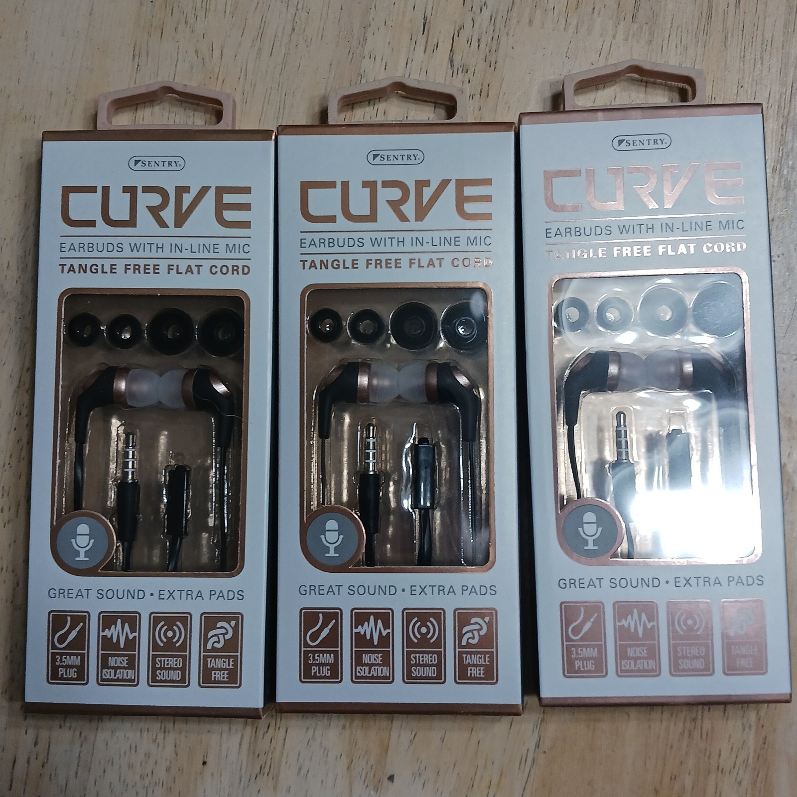 Curve Earbuds w/ In-Line Mic 3.5mm Tangle Free Flat Cord Multicolor Lot Of 11