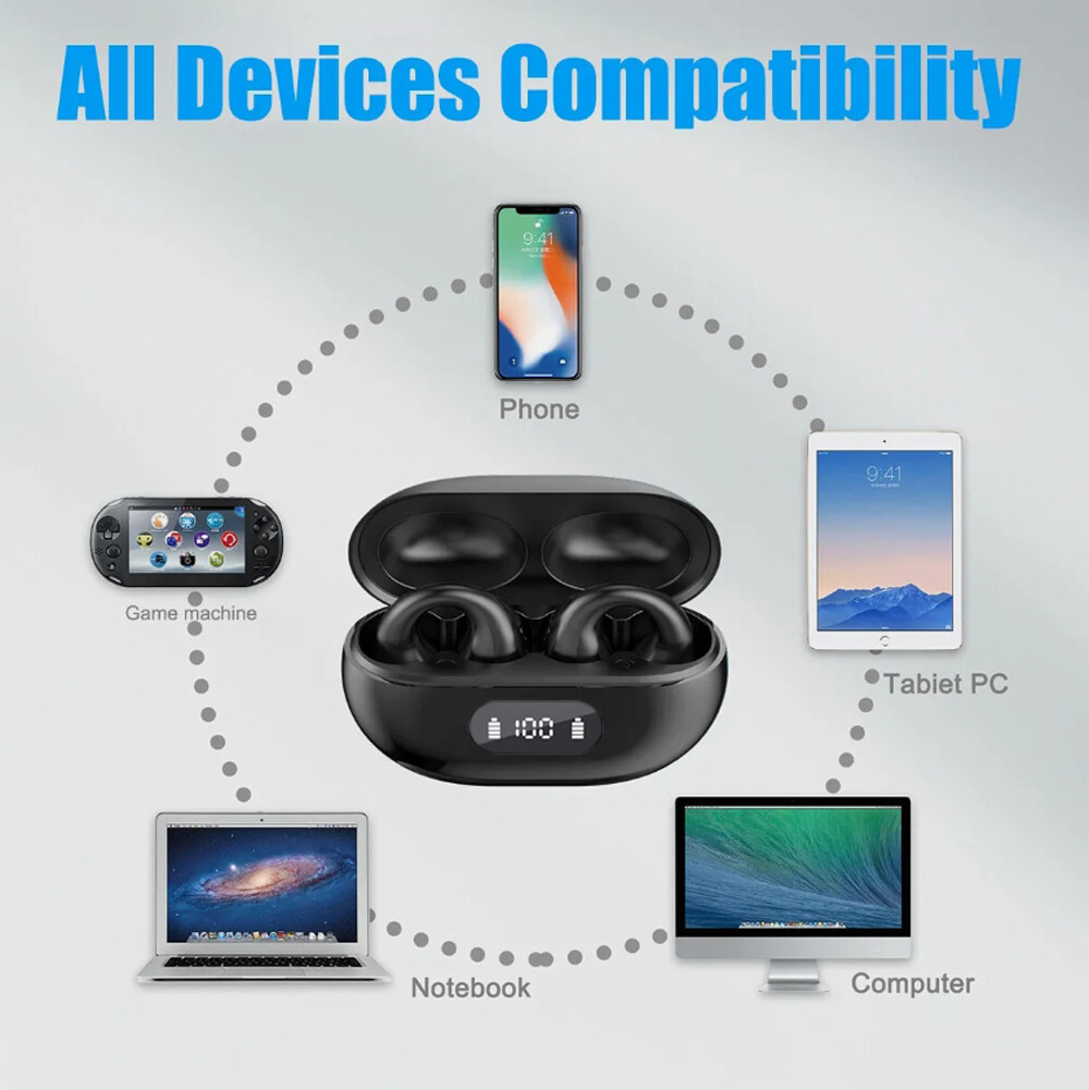 Outdoor Bone Conduction Headphones Wireless Earbuds Sport Headset Bluetooth 5.3