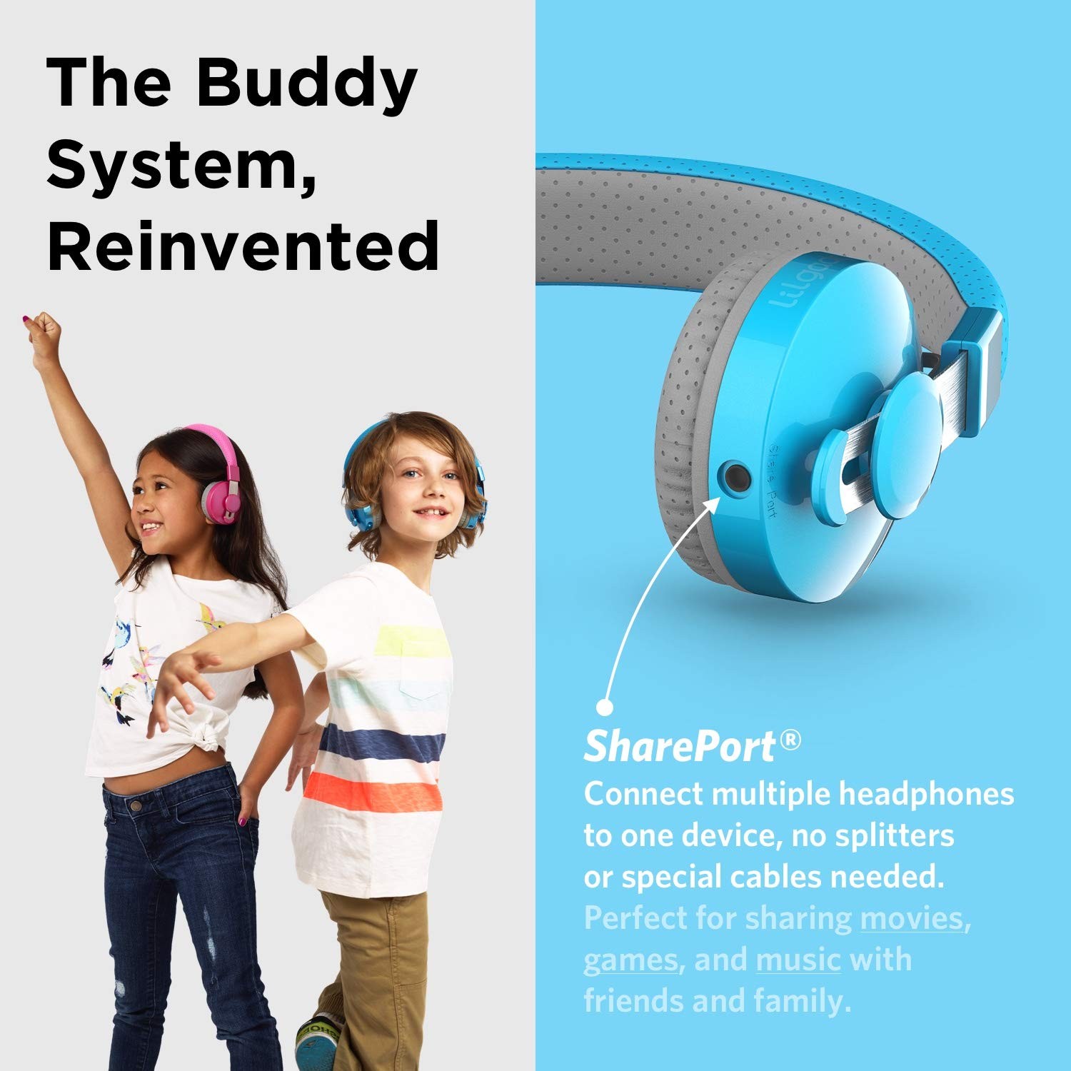 LilGadgets Bluetooth Headphones – Ages 4+ – On-Ear, Blue – 4 Years +,