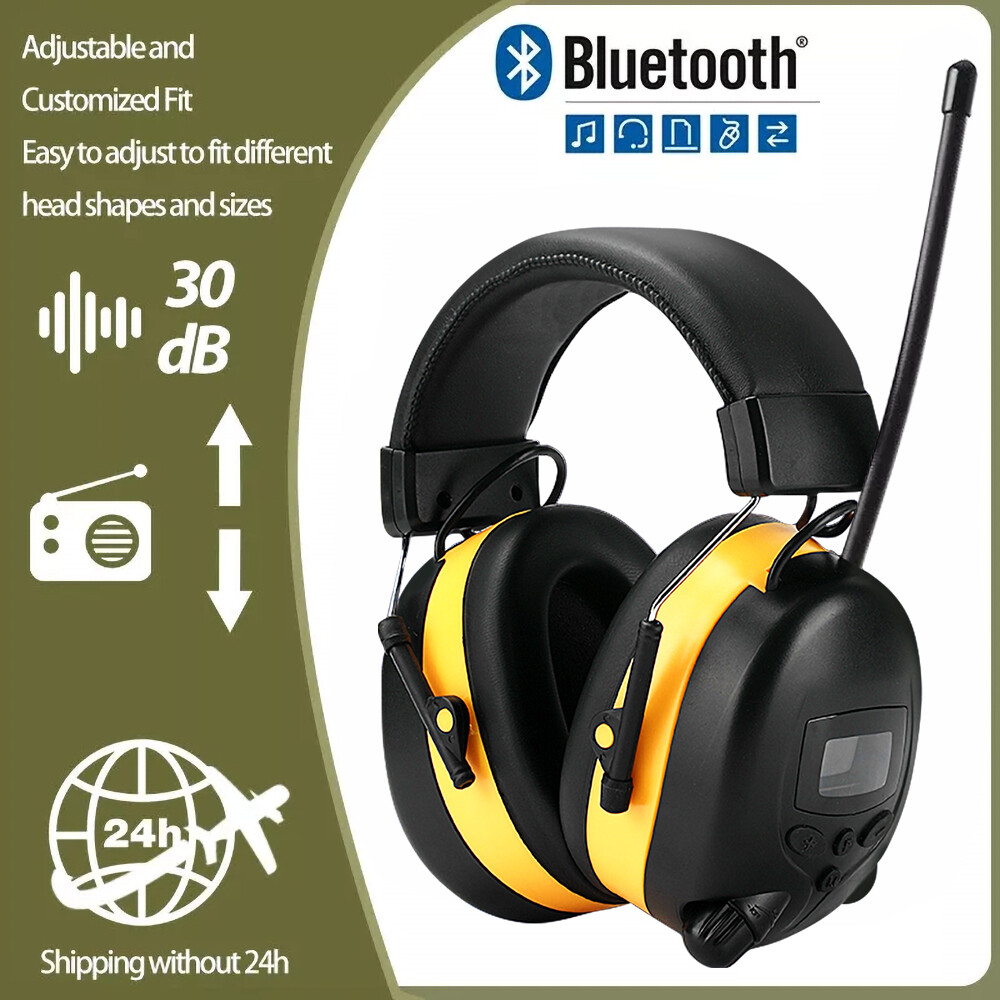 Bluetooth Headphones FM Radio Headphone Ear Safety Earmuffs for Mowing Work