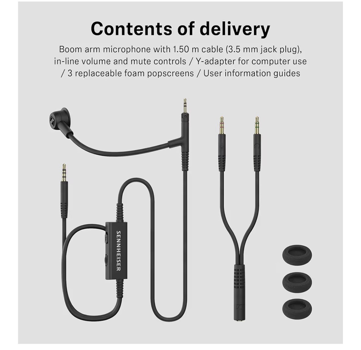 Sennheiser HD 500 BAM Boom Mic 3.5mm for HD560S HD599 HD620S Volume Mute NEW