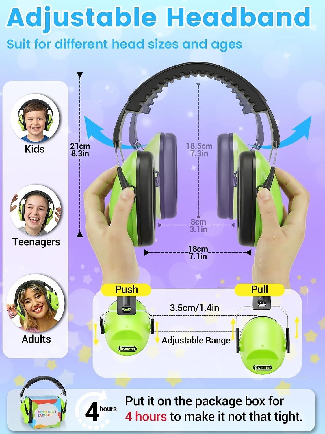EM100 Noise Cancelling Ear Muffs for Kids & Adults – 27.4 dB Hearing Protection