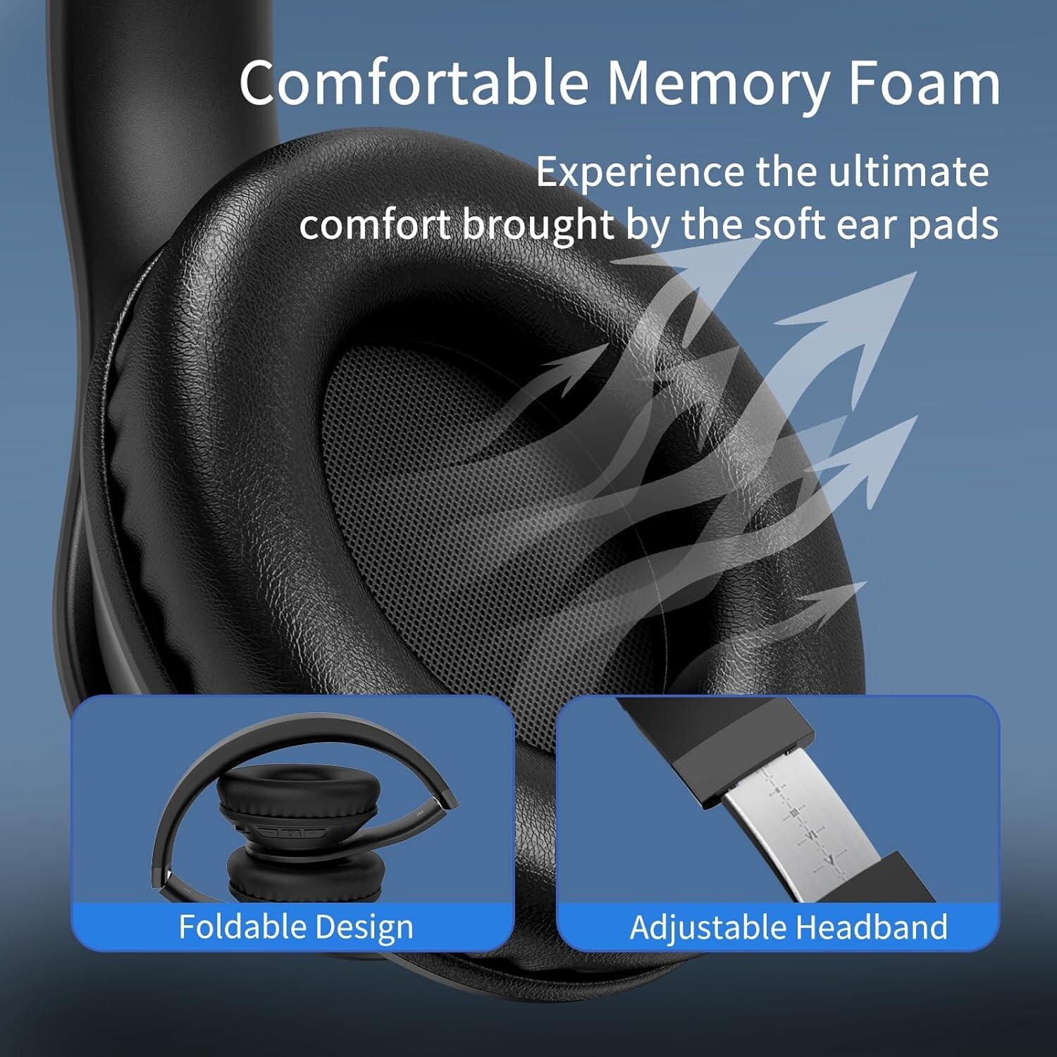 Wireless Bluetooth Headphones 65H Playtime 6 EQ Modes HiFi Stereo with Mic