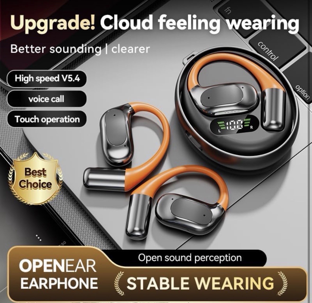 JNXIKOU Open Ear Air Conduction Headphones Wireless Bluetooth 5.3 Headphones