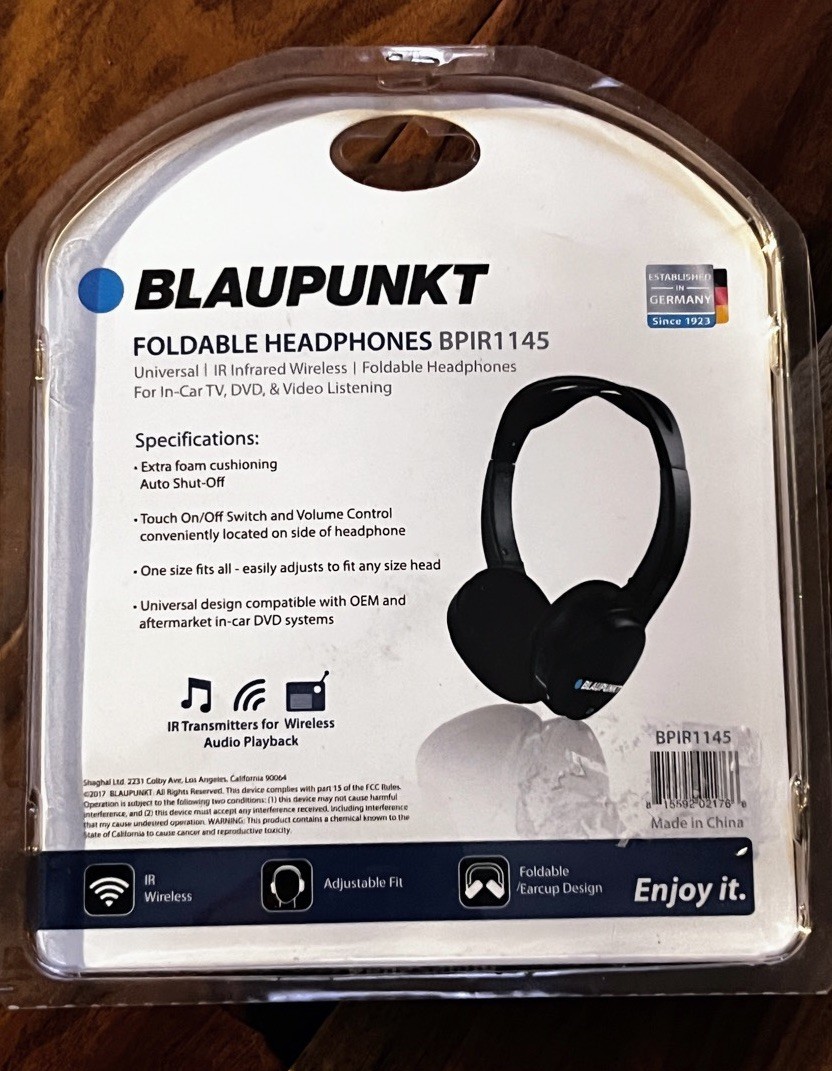 Blaupunkt BPIR1145 Universal IR Infrared Wireless Foldable Headphones Black New