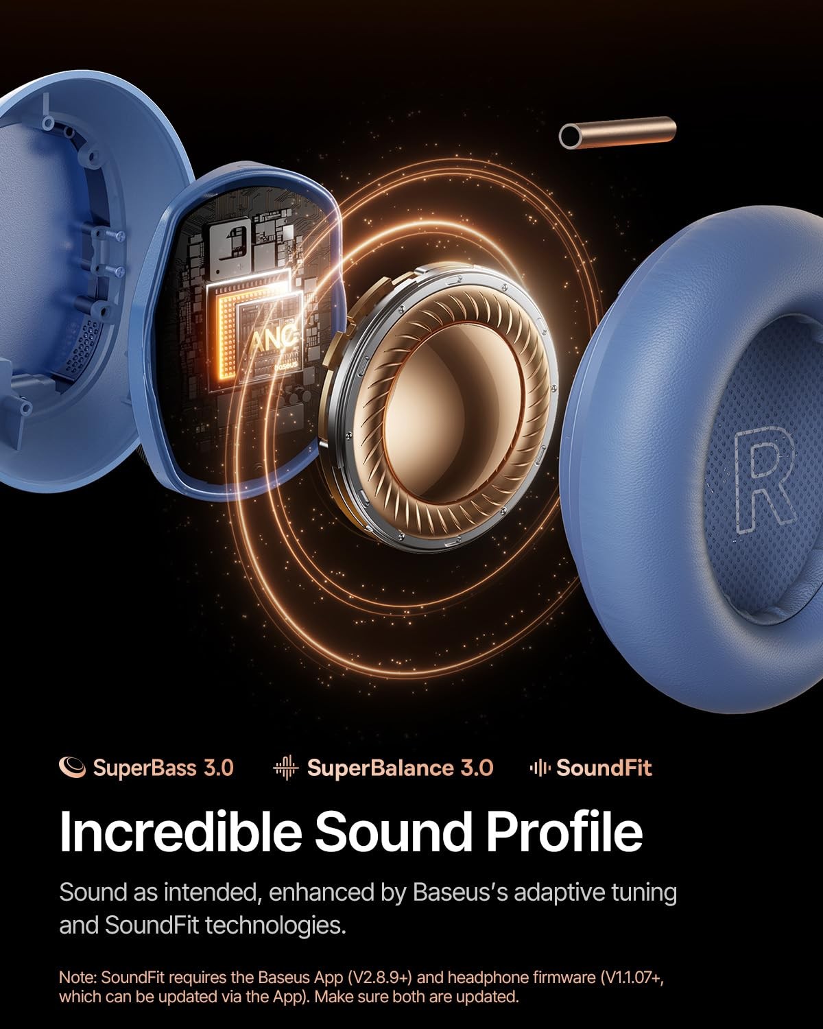 Baseus Inspire XH1 Adaptive Active Noise Cancelling Headphones, Sound by Bose,