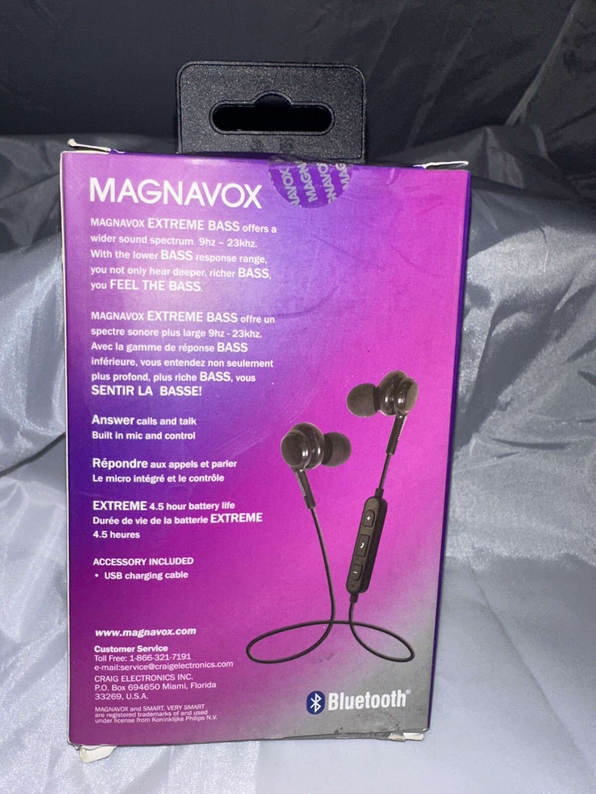 2 Magnavox In-Ear Silicone Earbuds Extreme Bass w/3.5mm Headphone NEW Lot Of 2