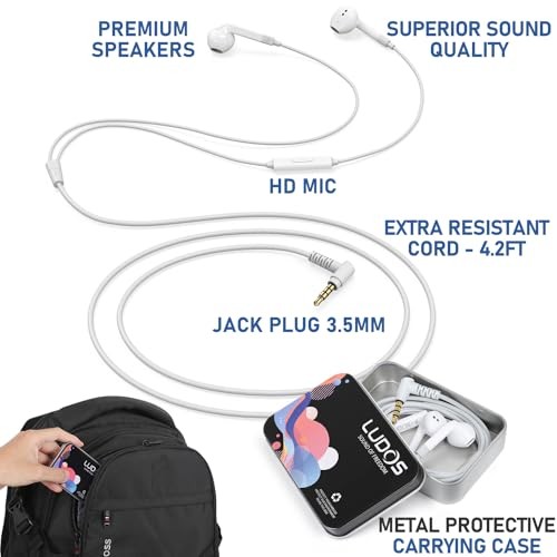 FEROX Wired Earbuds in-Ear Headphones, 5 Year Warranty, Earphones with 1 Pack
