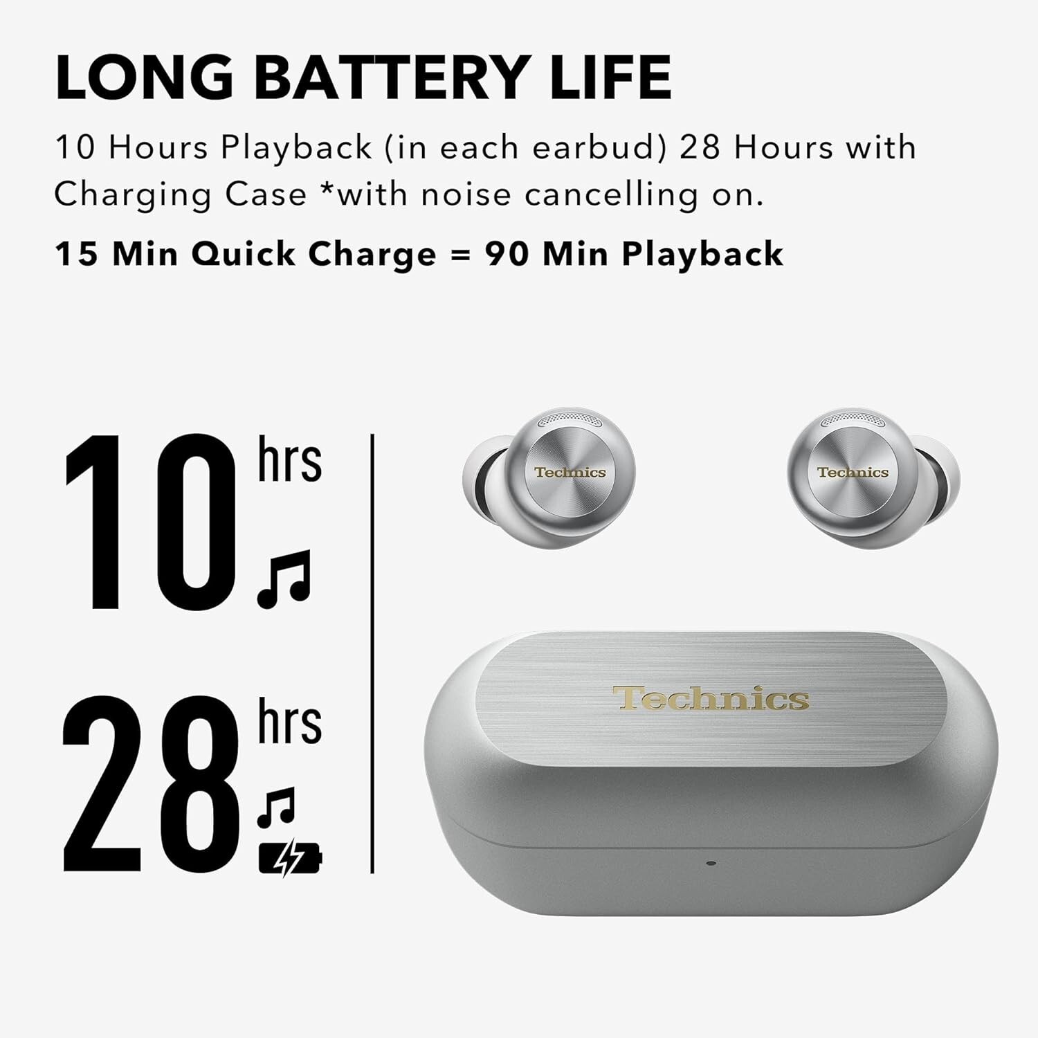 Technics wireless earphones magnetic Bluetooth silver EAH-AZ100-S New Open box