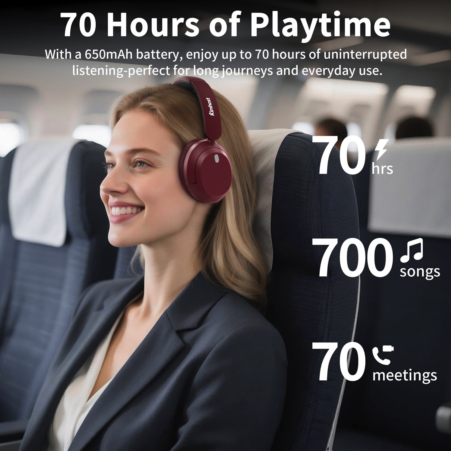 Kimhost Over-ear Headphone Foldable Active Noise Cancelling Bluetooth Headset