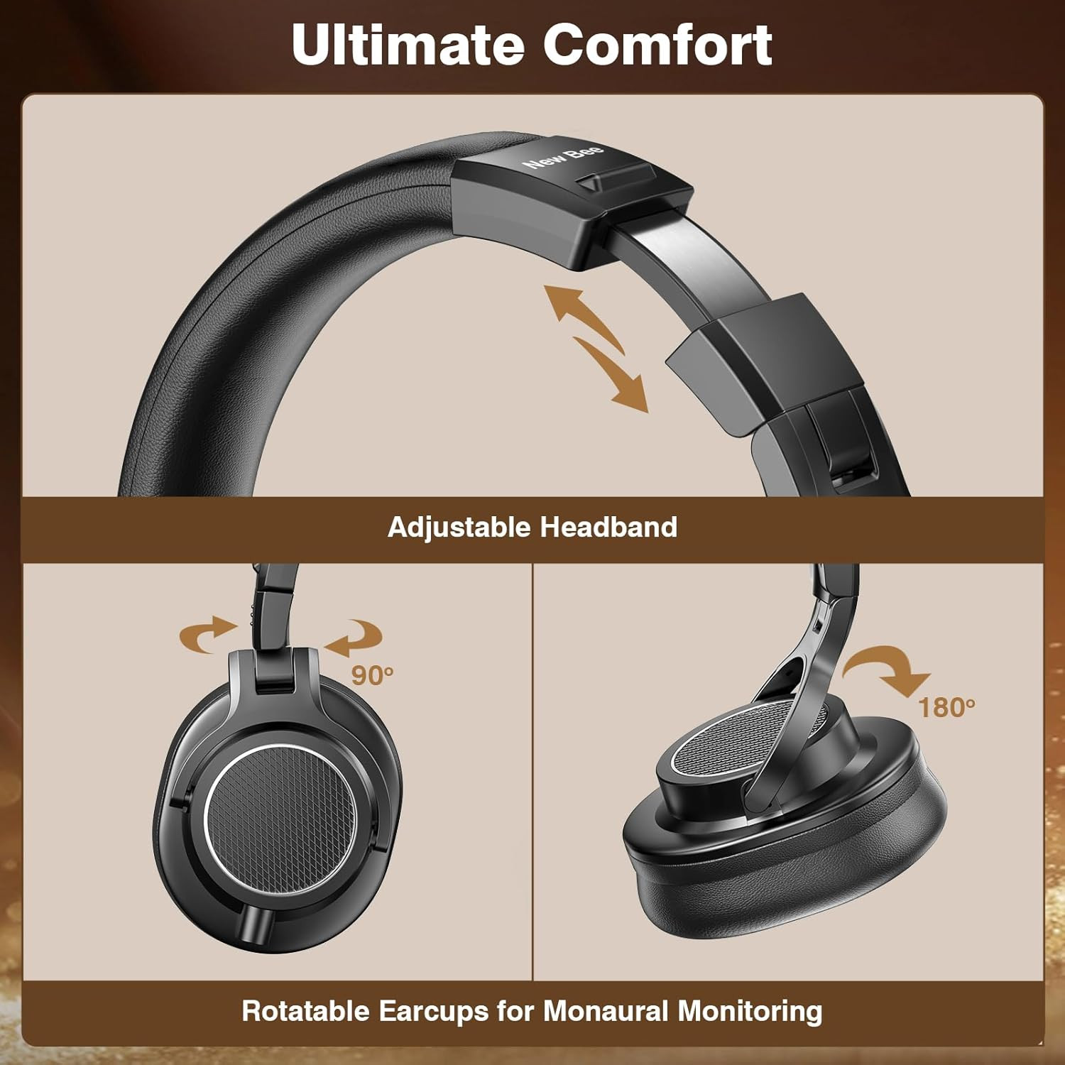 Wired over Ear Headphones, Studio Headphones with 50Mm Drivers and 6.35Mm & 3.5M