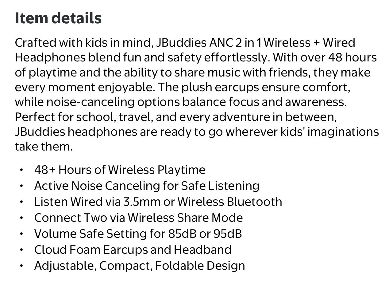 JLab JBuddies ANC 2 in 1 Kids Headphones Blue Red Wireless Noise Canceling Mic