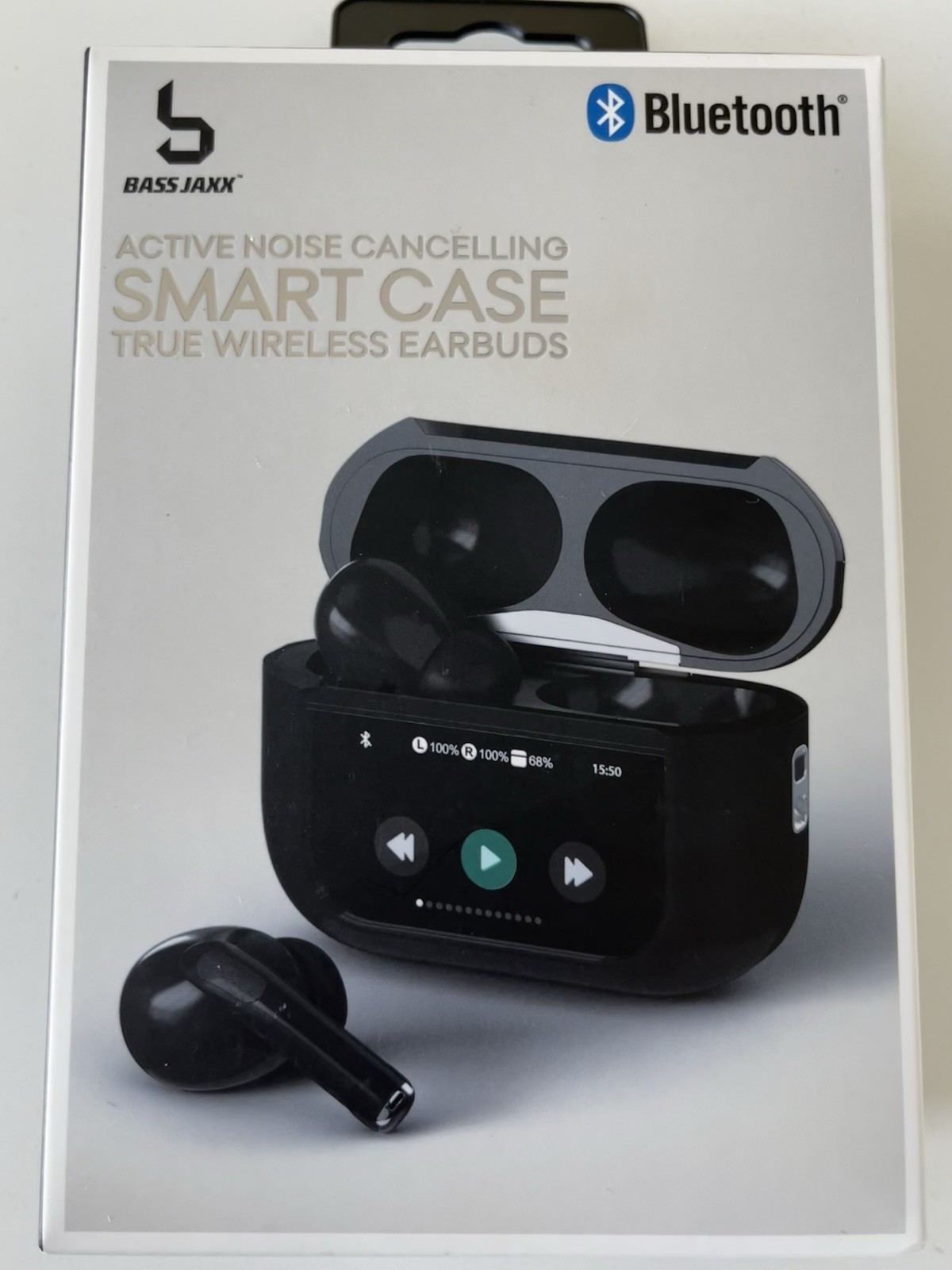 BASS JAXX SMART CASE True Wireless Earbuds Bluetooth ANC Built-in Mic Black