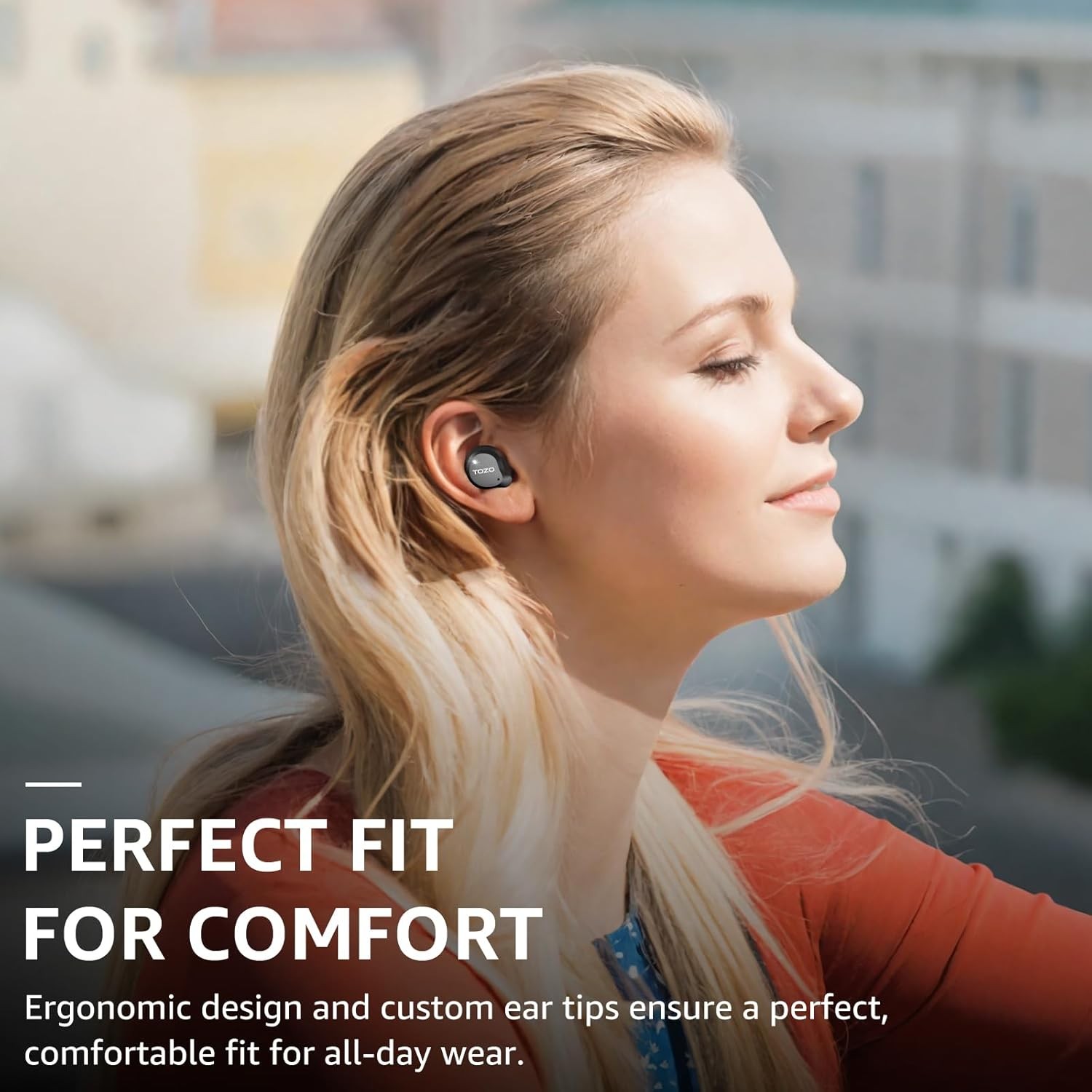 TOZO NC9 Hybrid Active Noise Cancelling Wireless Earbuds, 6 Mics Dark Black