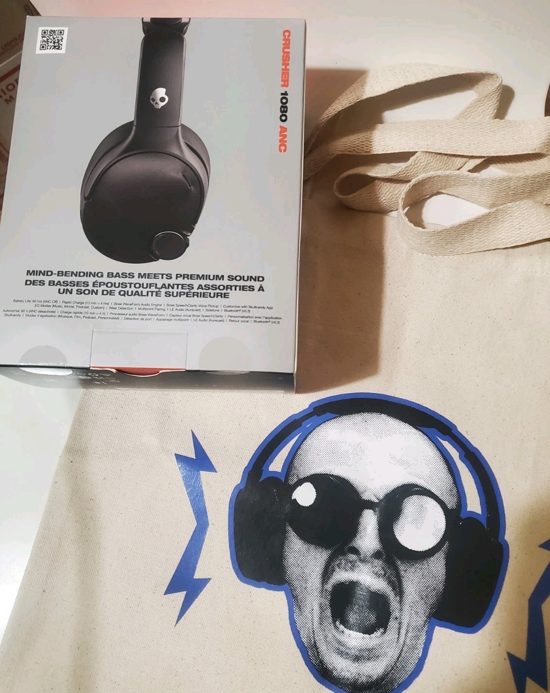 Skullcandy Crusher 1080 ANC X Bose Bluetooth Wireless Over Ear Black + Tote