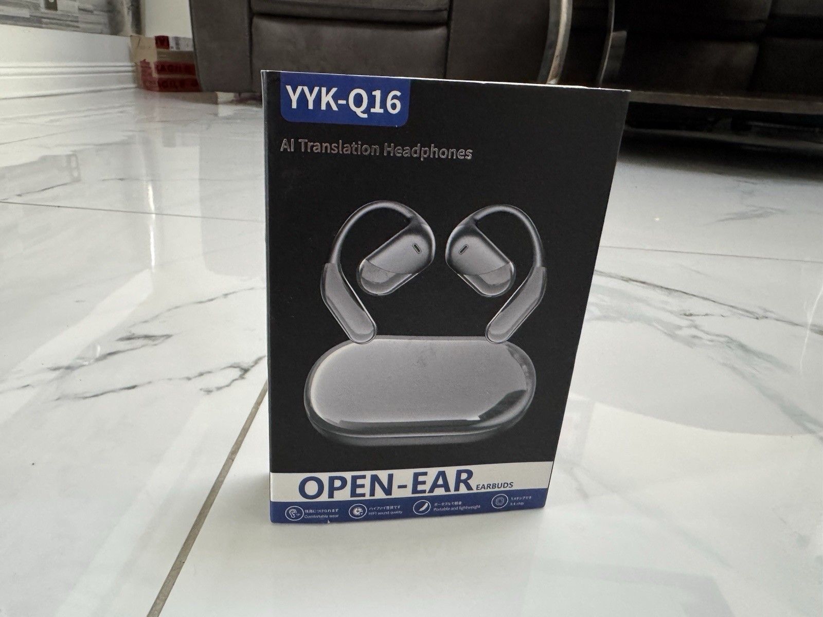 YYK-Q16 Open-Ear AI Translation Ear-hook Earbuds Bluetooth Wireless Black