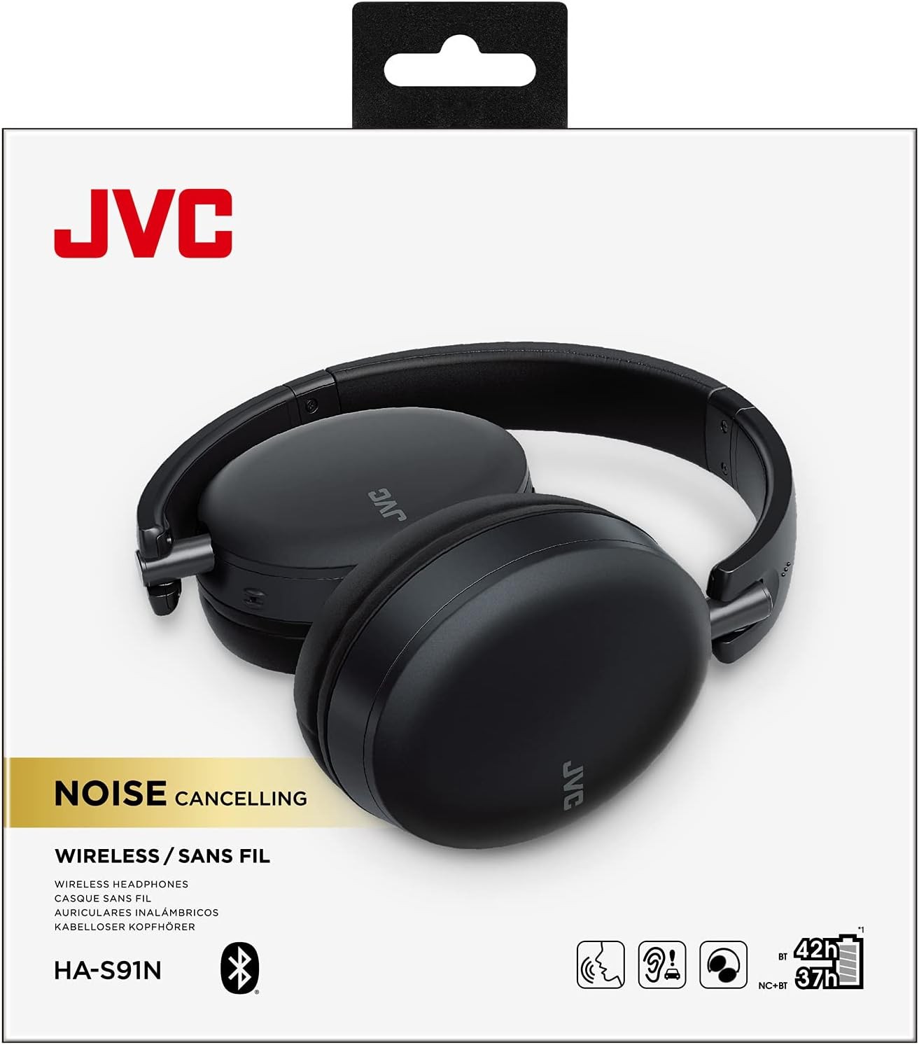 JVC HA-S91N Wireless Noise Cancelling Over-Ear Headphones Black Bluetooth NEW