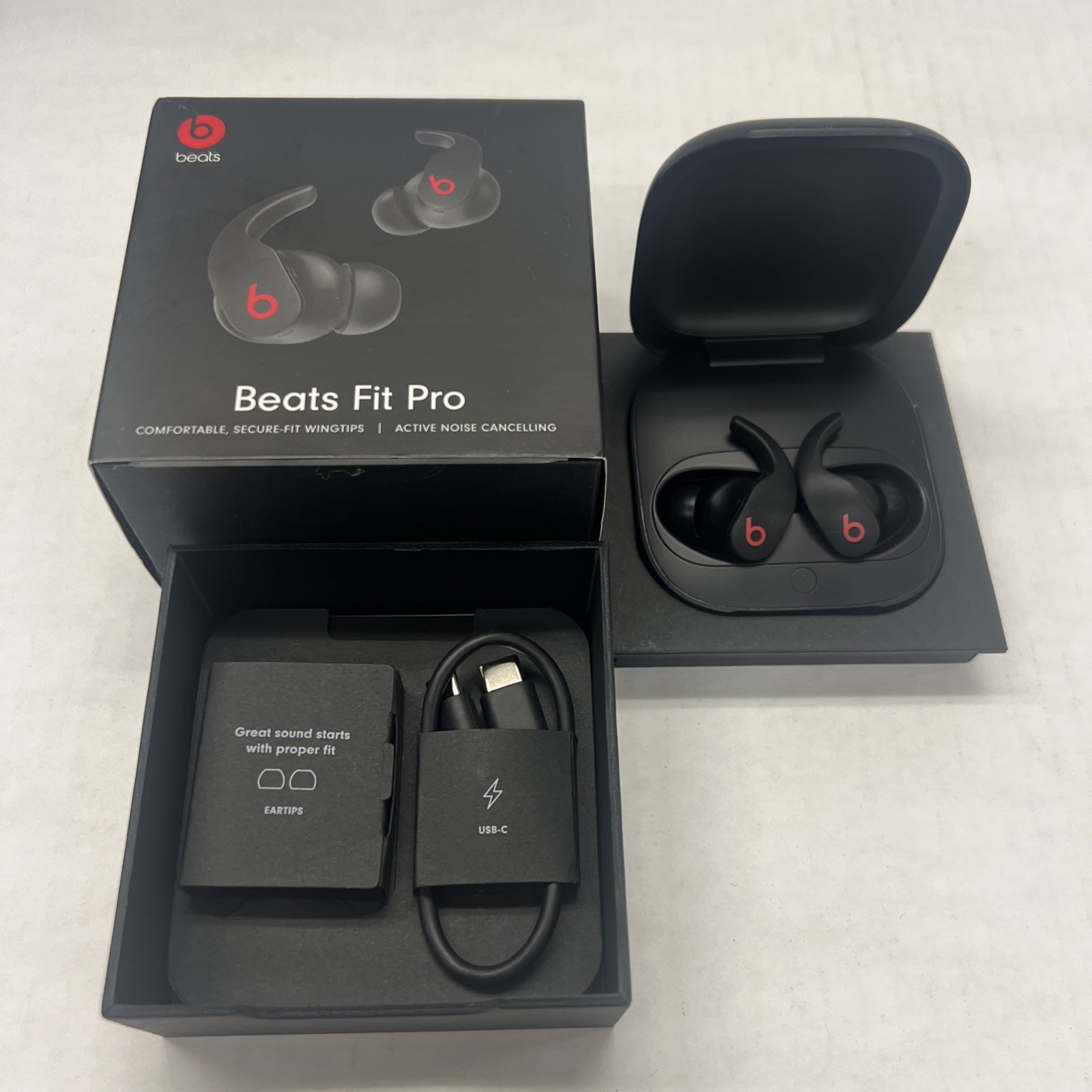 Beats Fit Pro True Wireless Earbuds Black ANC Noise Cancelling w/ Case & Box