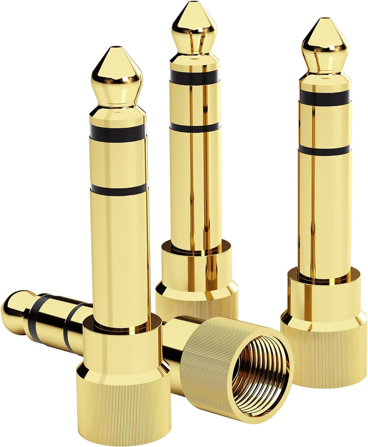 bestune 5Pcs Gold Plated Stereo Phone Screw-On Adapter 6.35mm (1/4 Inch) Male to