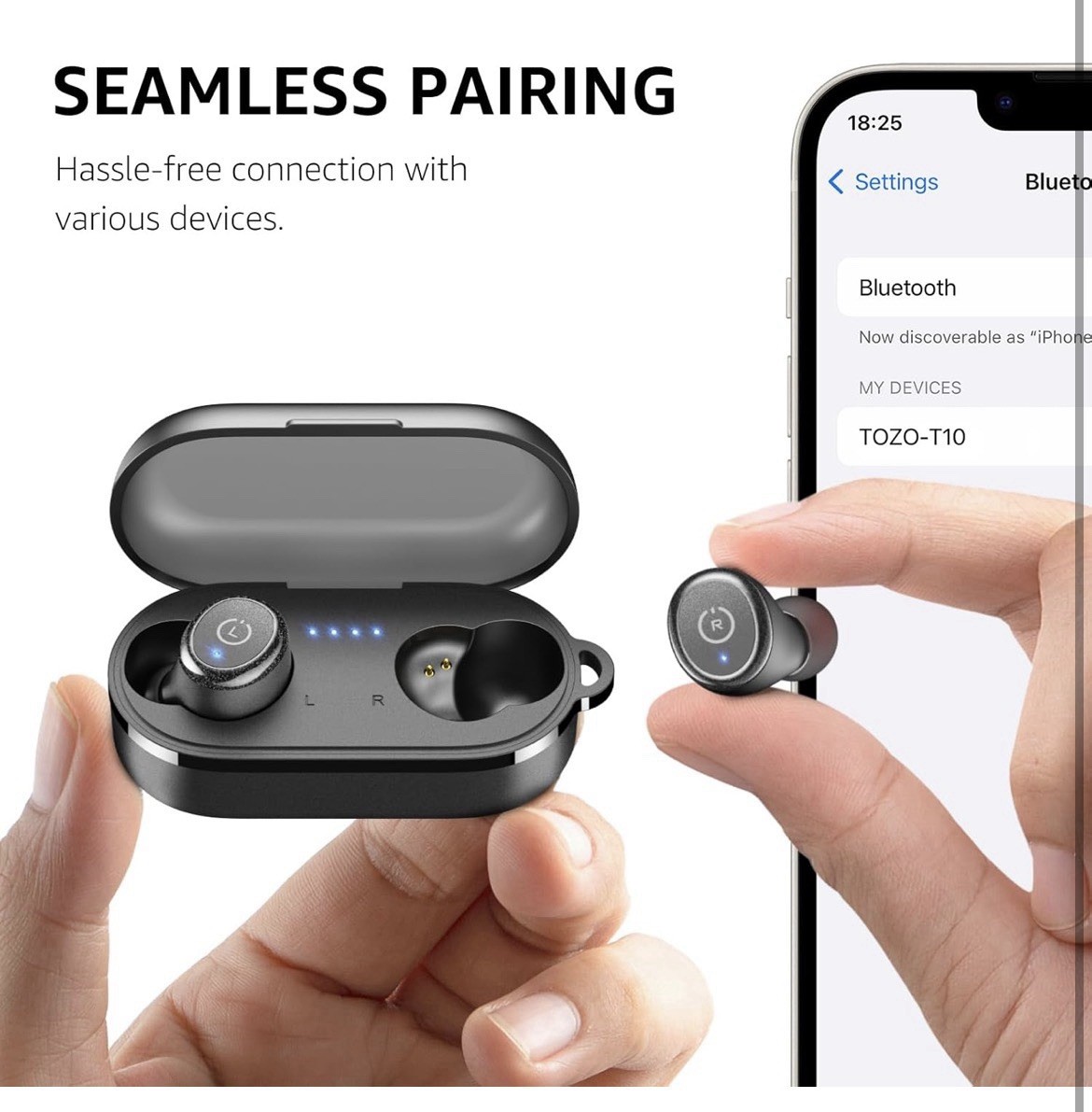 TOZO T10 Wireless Earbuds Bluetooth 5.3 Headphones – App Customize EQ – Khaki