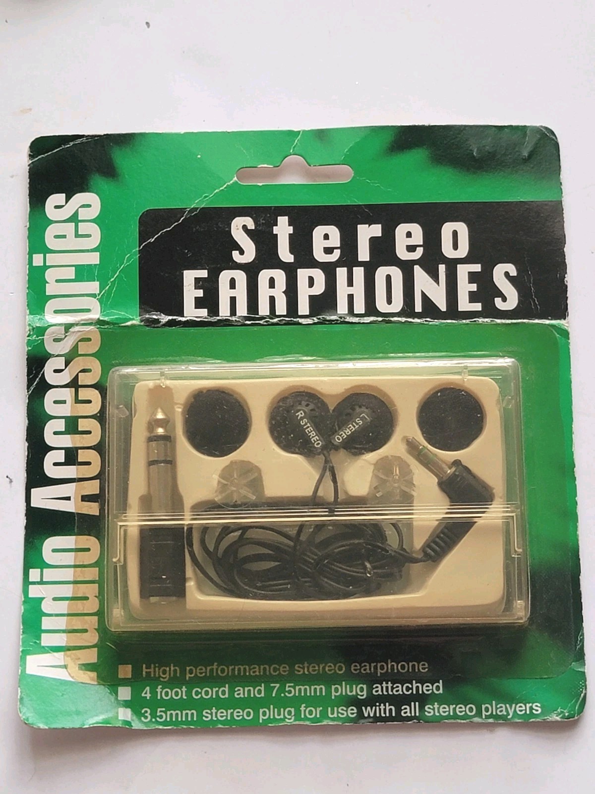 Vintage Style Stereo Earphones 3.5mm Jack 1/4″ Adapter 4ft Cord New Sealed NOS