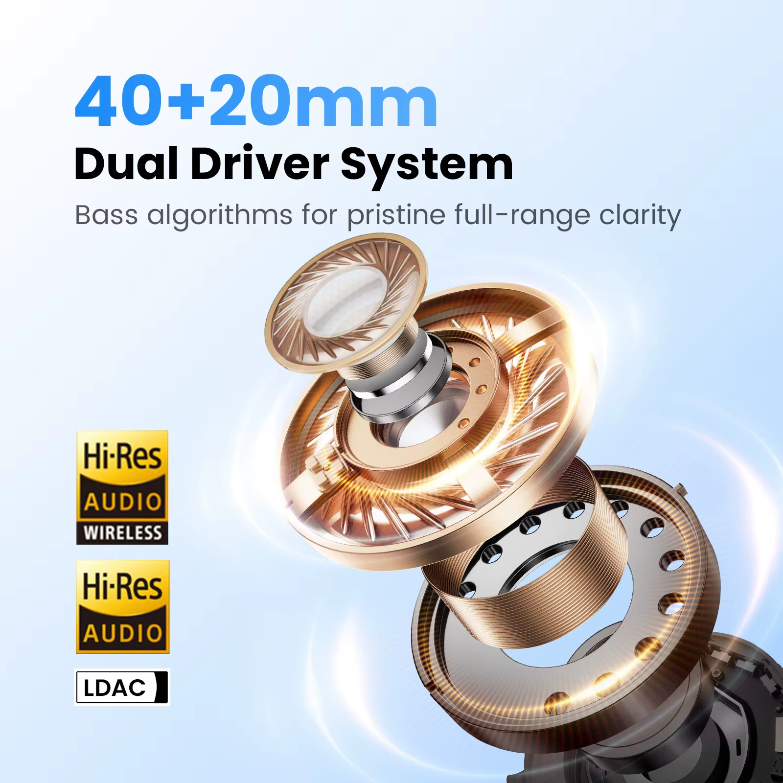 S40 ANC Wireless Headphone 50Db Noise Canceling Hi-Res 3D Spatial Audio Earphone