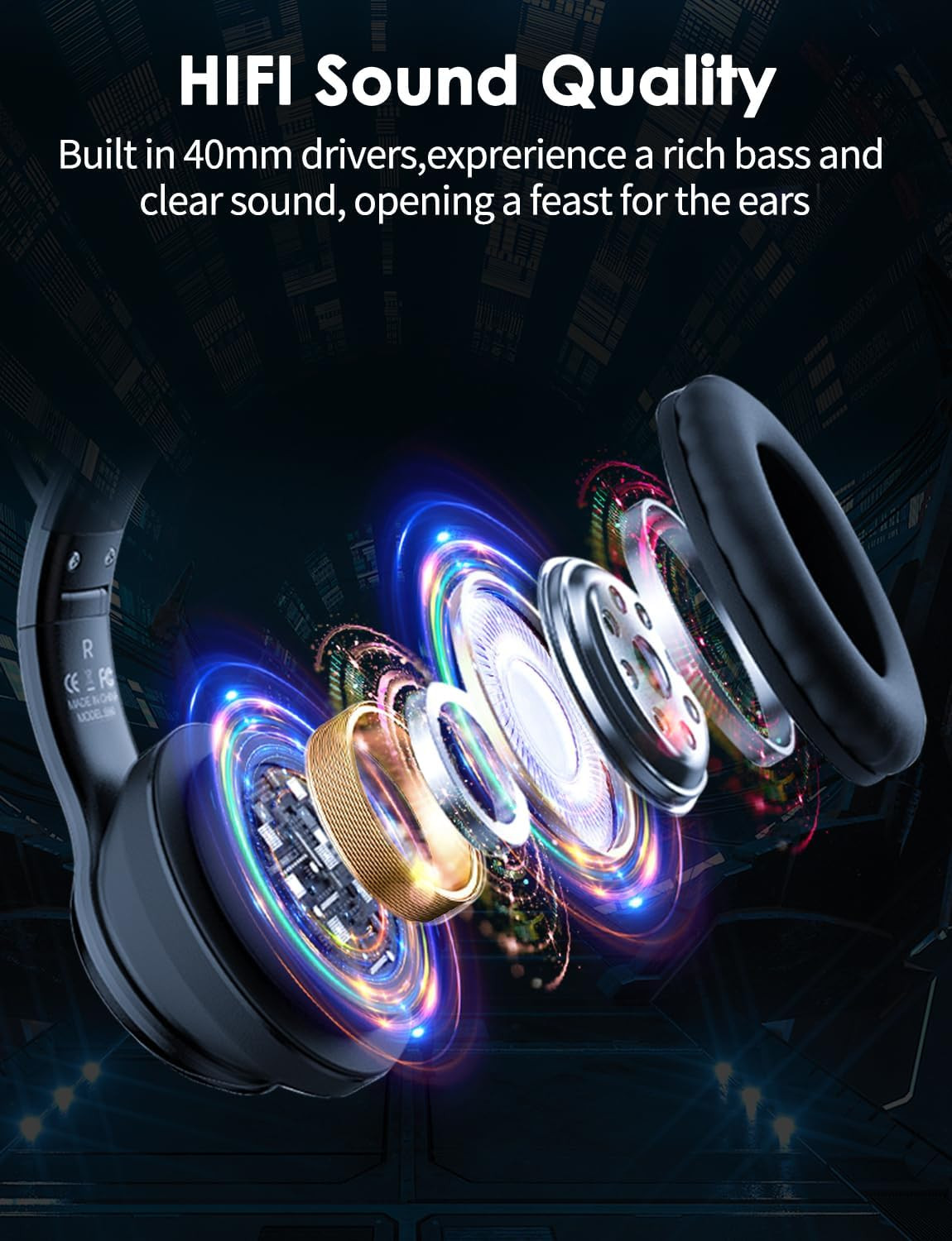 Cat Ear Bluetooth Headphones for Kids & Adults, 55H Play Time, Wireless