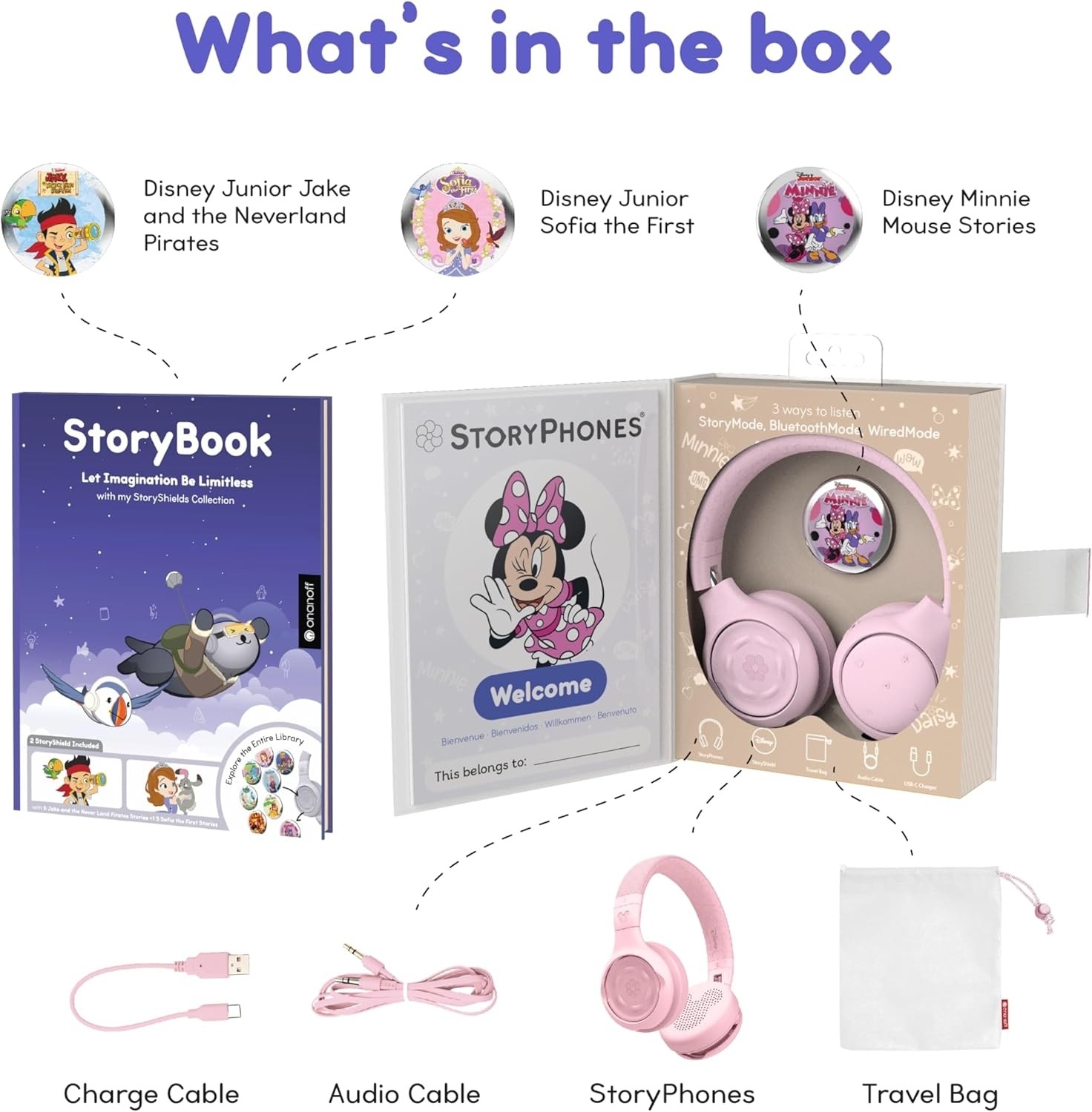 ONANOFF – StoryPhones Bluetooth Kids Folding On-Ear Storytelling Headphones with