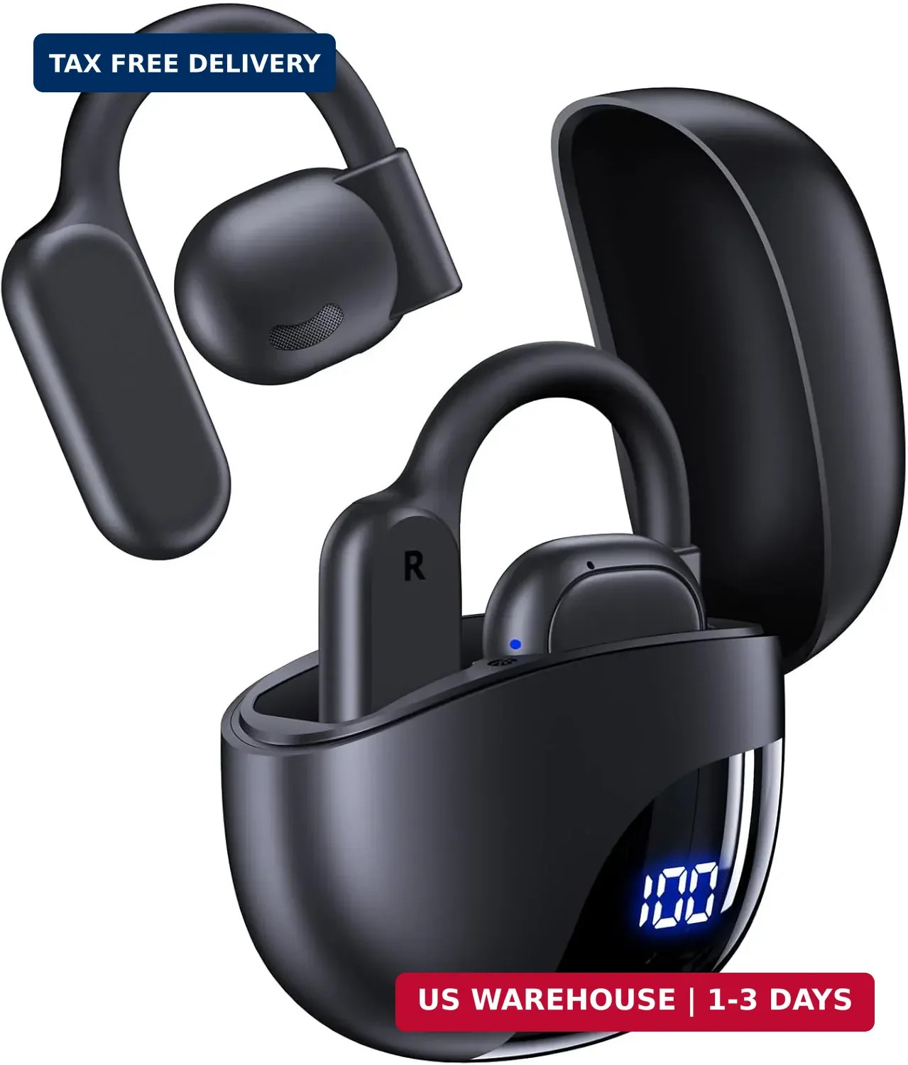 AI Translation Earbuds Real Time 164 Languages 80H Translator Earbuds K black