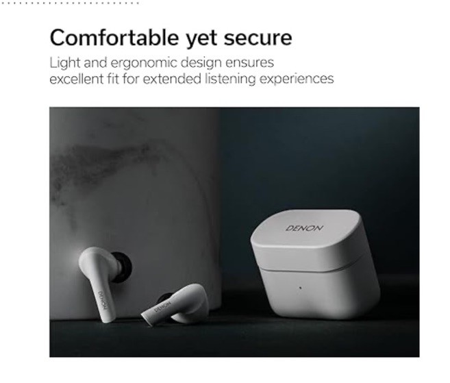 Denon AH-C630W Bluetooth Wireless In-Ear Earbuds Black & White Ergonomic Design