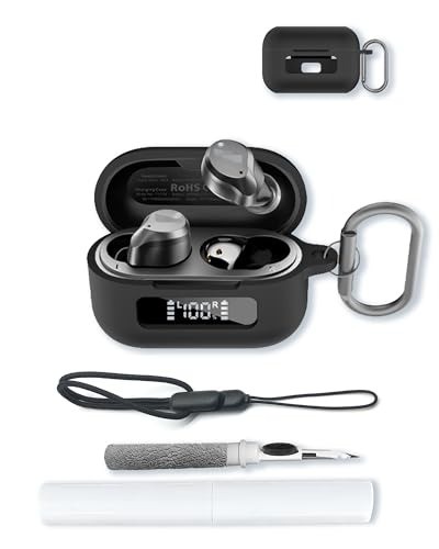 Black Silicone Case for TOZO NC9 Earbuds with Keychain & Accessories